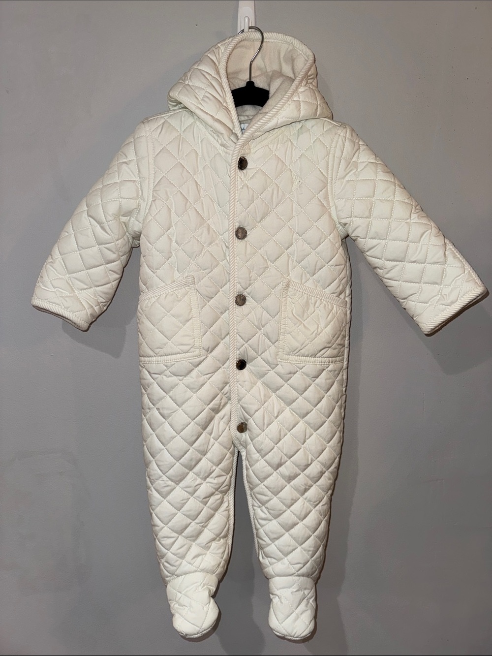 Ralph Lauren barn Bunting Baby Unisex 9 Months Hooded Quilted Snowsuit Fleece